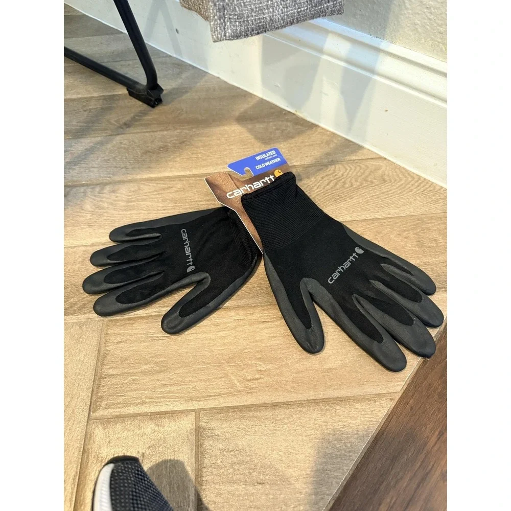 Carhartt Gloves Mens Large Black cold weather Insulated Workwear Grip Winter
